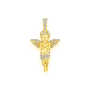 Petite Praying Angel Pendant - Yellow Gold
