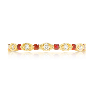 Ruby Diamond Wedding Band Ring - Yellow Gold / 6.5