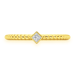 Princess Rope Bezel Diamond Ring - Yellow Gold / 6.5