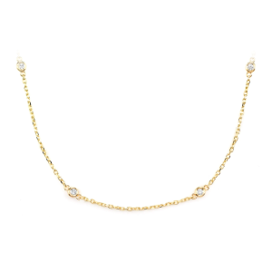 Ten Bezel Diamond Station Necklace - Yellow Gold / 18"