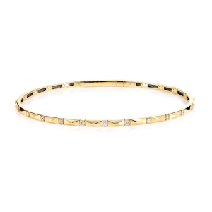 Pointed Rectangle Diamond Flex Bangle Bracelet - Yellow Gold / Medium