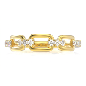 Rectangular Link Diamond Ring - Yellow Gold / 6.5