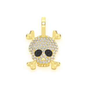 Skull & Crossbones Diamond Pendant - Yellow Gold