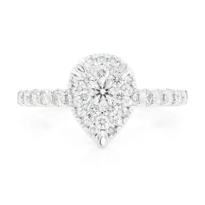 Pear Cluster Halo Diamond Ring - White Gold / 7