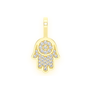 Mini Hamsa Diamond Pendant - Yellow Gold