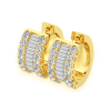 Two Row Pavé Diamond Huggie Hoop Earrings – Yellow Gold – product view