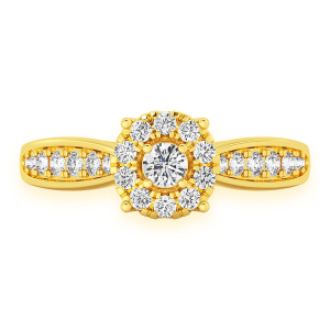 Double Layer Round Diamond Engagement Ring - Yellow Gold / 6.5