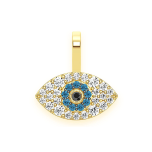 Evil Eye Diamond Pendant - Yellow Gold