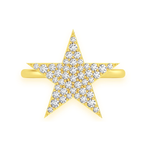 Five Point Star Diamond Ring - Yellow Gold / 8