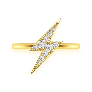 Lightning Bolt Diamond Ring - Yellow Gold / 6.5