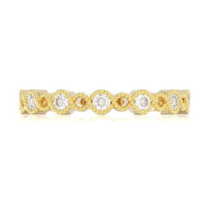 Circle Milgrain Twist Diamond Wedding Band Ring - Yellow Gold / 6.5