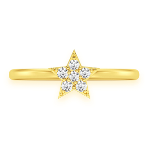 Petite Star Diamond Ring - Yellow Gold / 6.5