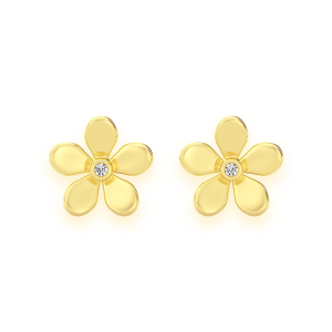 Flower Petal Diamond Studs - Yellow Gold
