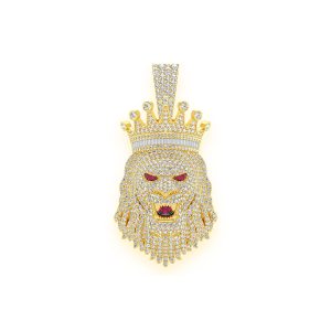 King Crown Lion Diamond Pendant - Yellow Gold