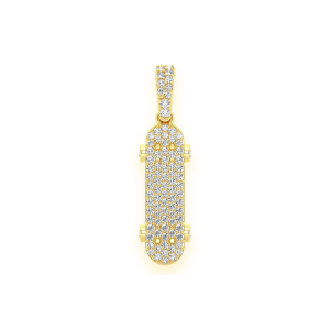 Skateboard Diamond Pendant - Yellow Gold