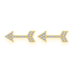 Arrow Diamond Stud Earrings - Yellow Gold