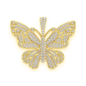 Statement Butterfly Diamond Pendant - Yellow Gold