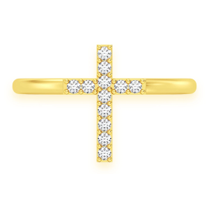 Cross Diamond Ring - Yellow Gold / 6.5