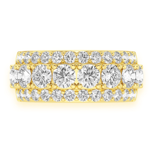 Three Row Diamond Band - Yellow Gold / 8
