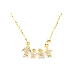 Family of Four Diamond Necklace - Yellow Gold / 18"