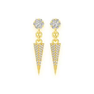 Pyramid Diamond Stud Drops - Yellow Gold
