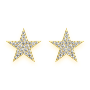 Five Point Star Diamond Stud Earrings - Yellow Gold