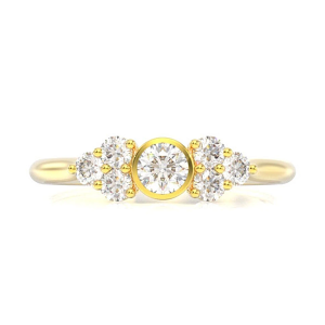 Round Bezel Triangle Accent Ring - Yellow Gold / 6.5