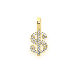 US Dollar Sign Diamond Pendant - 0.20ctw / Yellow Gold