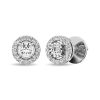 14KW 1.50CTW DIAMOND ROUND CLUSTER EARRINGS WITH HALO – White Gold – product view