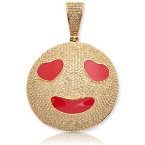 10KY 2.25CTW DIAMOND SMILEY FACE EMOJI WITH HEART
