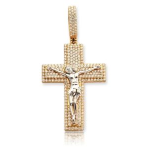 14KY+W 3.75CTW DIAMOND CROSS WITH JESUS