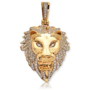 14KY 5.00CTW DIAMOND LION HEAD PENDANT