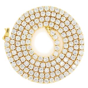 SILVER CZ TENNIS CHAINS 18" - 24" NECKLACE - 18" / White / 3mm