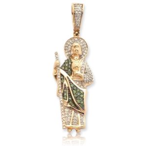 14KY 0.80CTW GREEN AND WHITE DIAMOND ST. JUDE