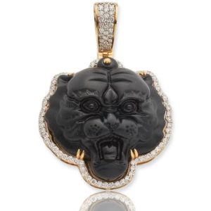 10KY 1.35CTW DIAMOND OBSIDIAN TIGER PENDANT