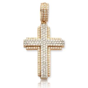 14KY+W 2.40CTW DIAMOND 3D CROSS PENDANT