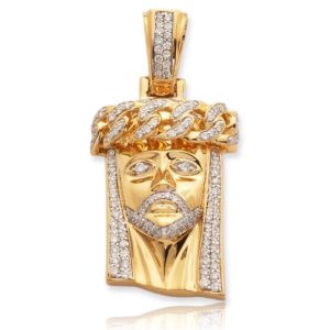 14KY 1.25CTW DIAMOND MIAMI CUBAN JESUS PENDANT
