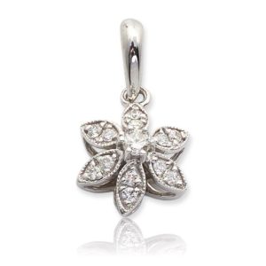 14KW 0.15CTW DIAMOND FLOWER SHAPED PENDANT - 0.5"