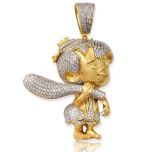 10KY 1.75CTW DIAMOND 'BAMBAM' CARTOON PENDANT
