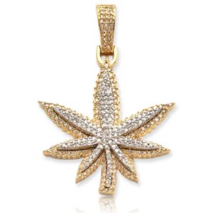 10KY+W 1.15CTW DIAMOND HERBAL MEDICINE LEAF