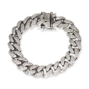 Silver CZ 14MM CUBAN LINK BRACELET - White