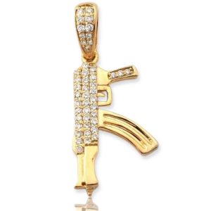 10KY 0.25CTW DIAMOND AK-47 GUN PENDANT