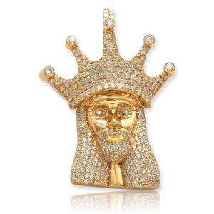 10KY 4.25CTW DIAMOND KING JESUS PENDANT