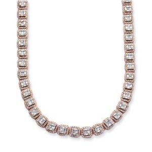 10KR+W 14.00CTW BAGUETTE DIAMOND SQUARE CLUSTER