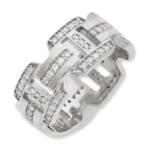 14KW 0.75CTW DIAMOND MARINER LINK MENS RING