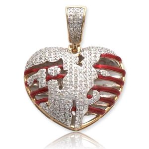 10KY 0.70CTW DIAMOND BROKEN HEART RIBCAGE PENDANT