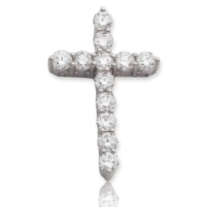 14K 1.10CTW DIAMOND 11 STONE 3-PRONG CROSS