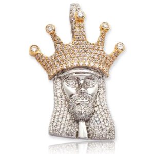 10KW+Y 2.00CTW DIAMOND KING JESUS PENDANT