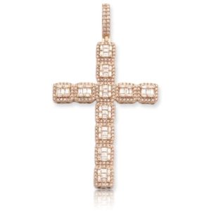 14KR 5.00CTW BAGUETTE DIAMOND CROSS PENDANT