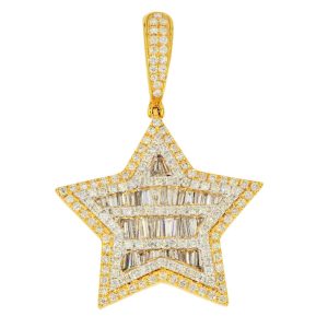 10KY 2.75CTW BAGUETTE DIAMOND STAR PENDANT
